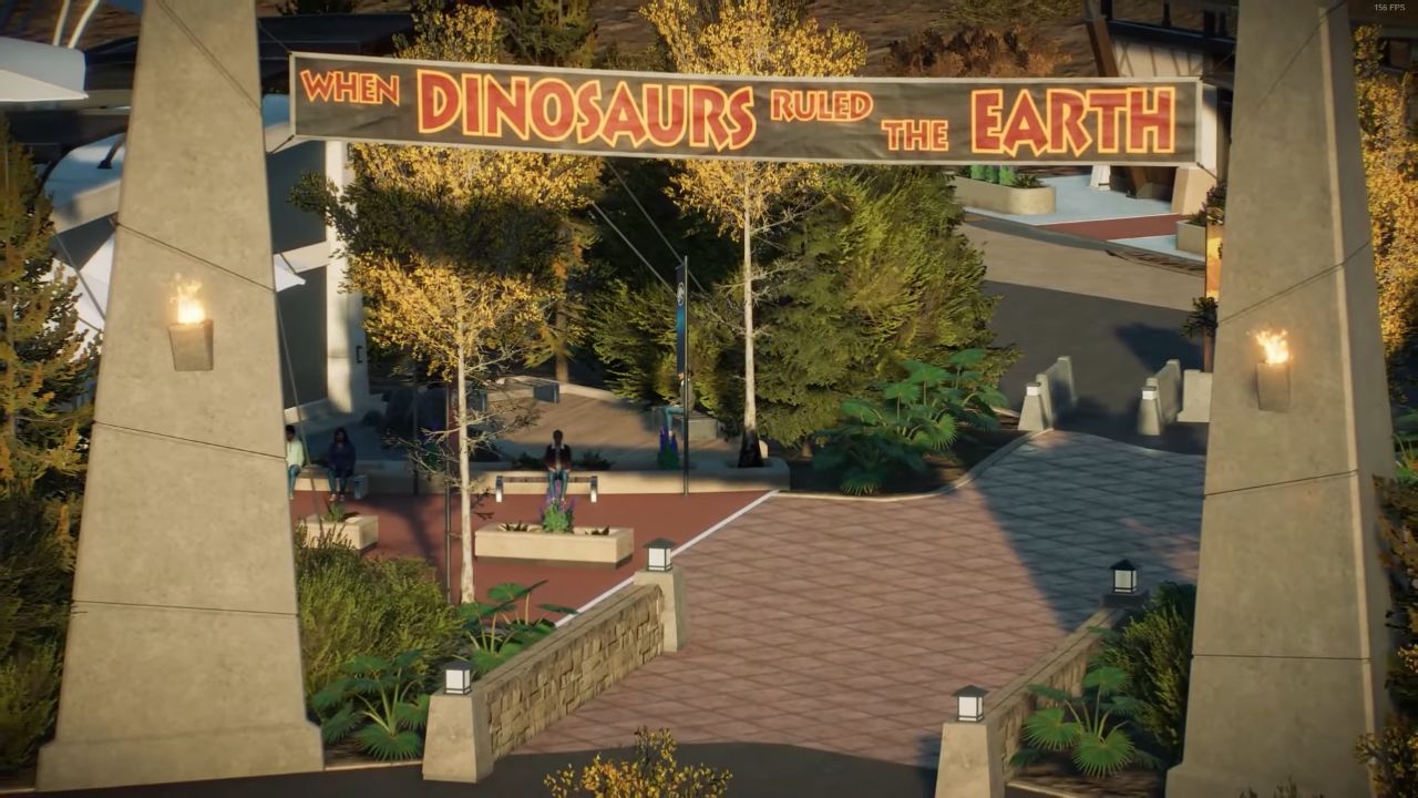 Jurassic World Evolution 2, PC, Gameplay, How To Make A Realistic Park Entrance, Screenshot, NoobFeed